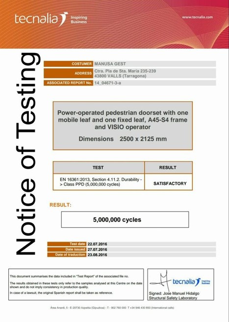 notice of testing
